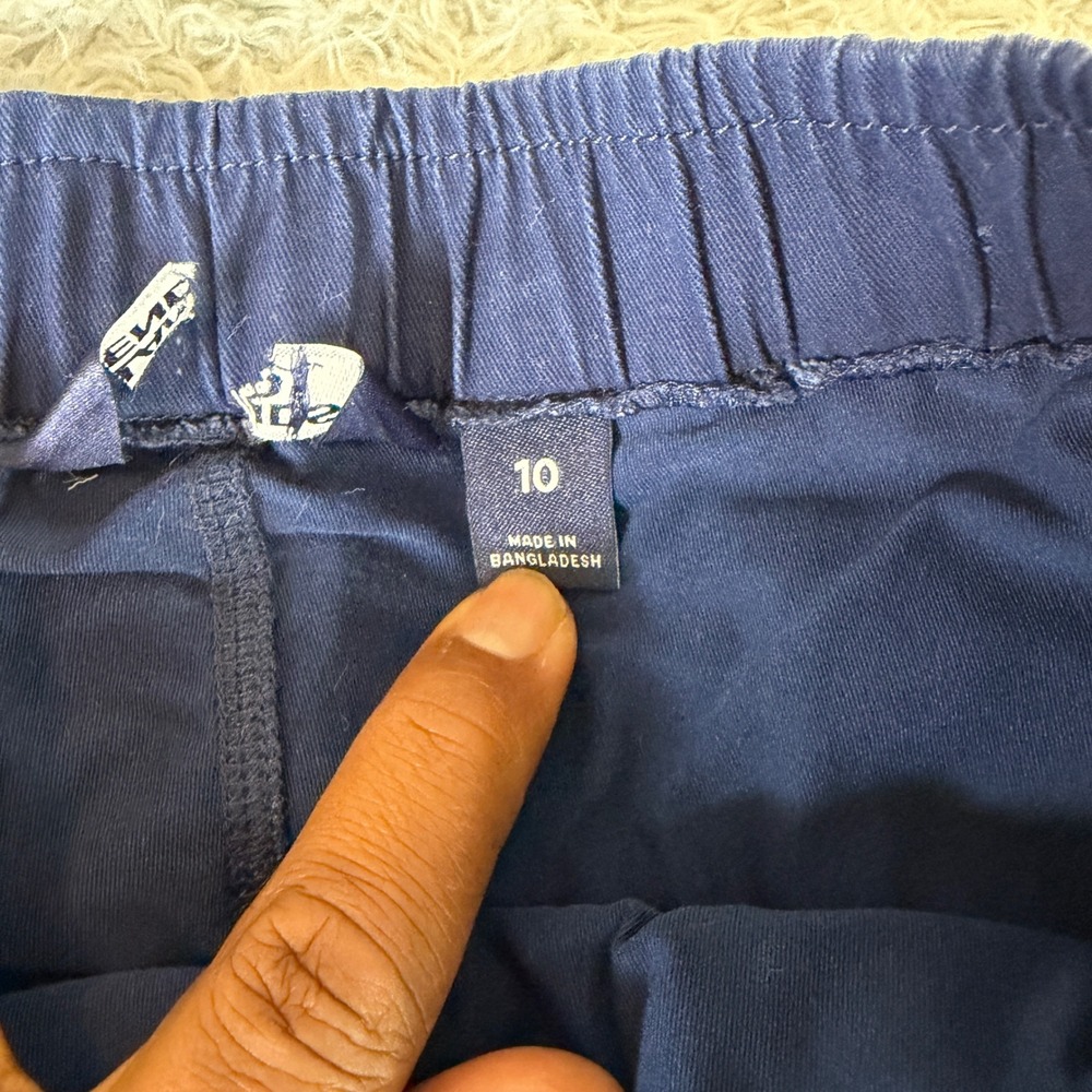 Lands End Navy Blue Pull On Skort Size 10 Cotton Blend Twill Mini Skirt Pockets - Picture 2 of 9